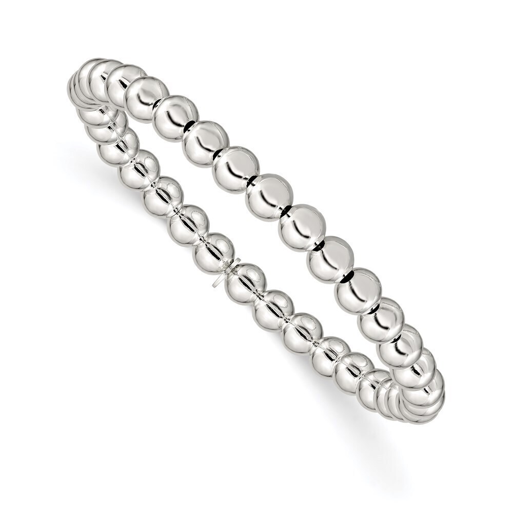 Kazi Luxury Sterling Silver Polished Bead Stretch Bracelet